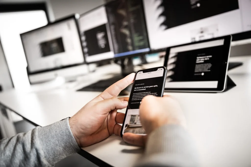 Mobile-first website design showing responsive layout across mobile, tablet, and desktop devices